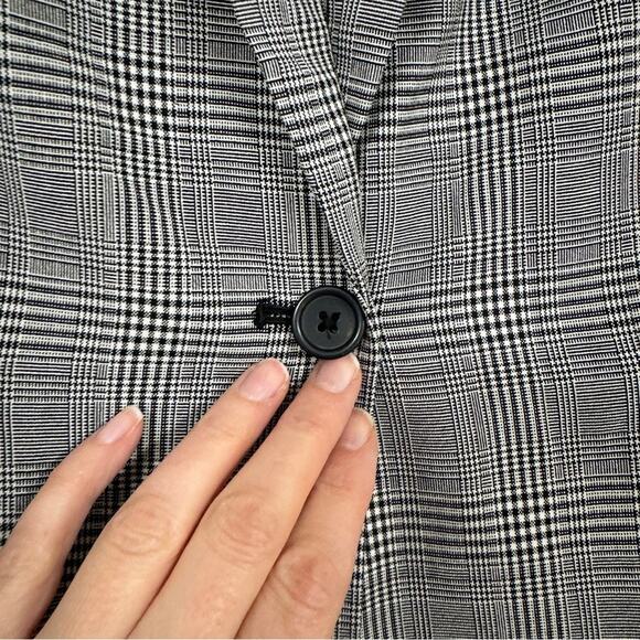 Banana Republic Black Plaid Classic Blazer Jacket Womens 4 Preppy Academia Work - Picture 5 of 8